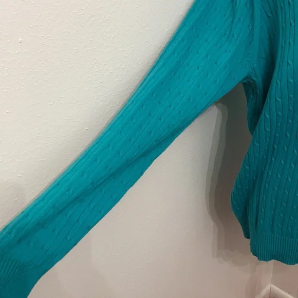 NWT Kim Rogers Original Turquoise Cable Knit Sweater Size XL - Picture 11 of 16